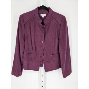 Christopher & Banks Women's Purple Long Sleeve Button Down Casual Jacket Size L